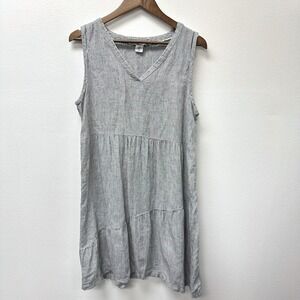 Lucky Brand Linen Tiered Striped Dress Size M‎